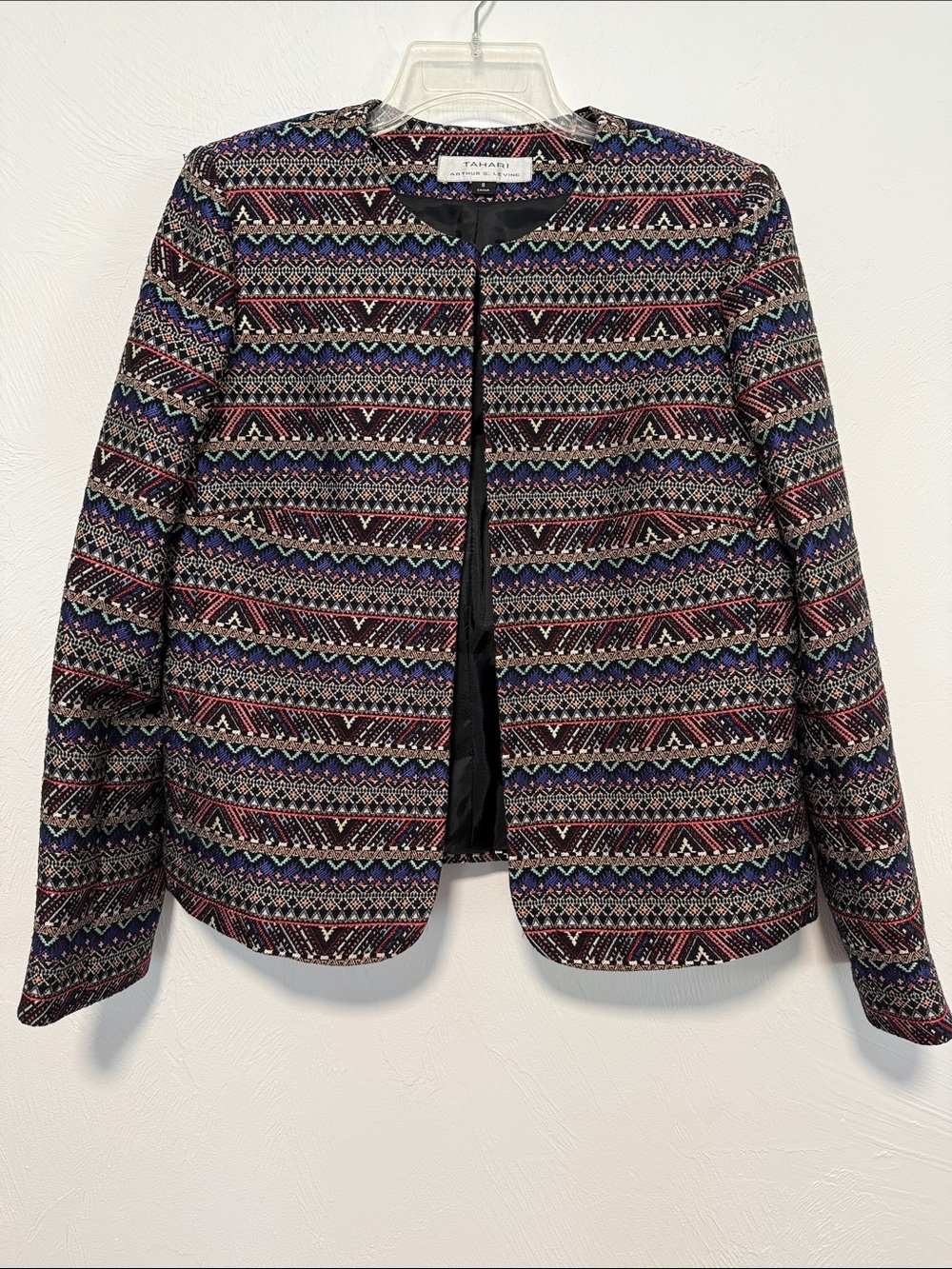 Tahari Multicolor Patterned Open-Front Blazer  - Black/Multi